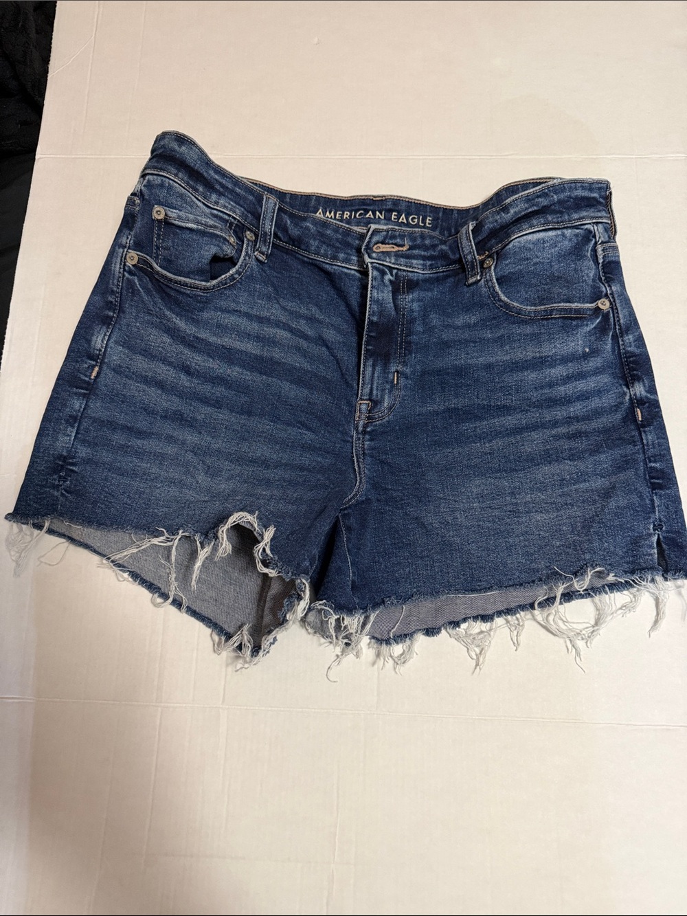 American Eagle Outfitters Dark Blue Distressed Denim Cutoff Shorts